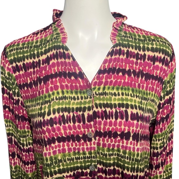 HABITAT Clothes To Live In Colorful Red Asymmetric Tunic Top Women's Size Small - Picture 3 of 6